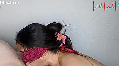 Asian Teen LittleLewdLuna's Deepthroat Skills from Close-Up