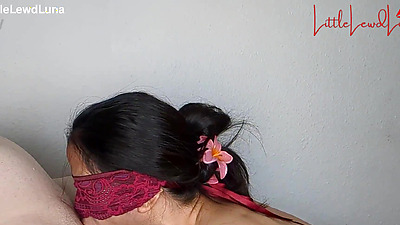 Asian Teen LittleLewdLuna's Deepthroat Skills from Close-Up
