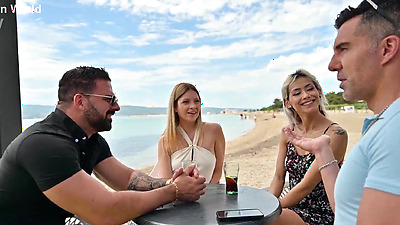 Racy Girls Rebecca Volpetti And Veronica Leal Hook Up With Strangers For Vacay DP Sex GP3160