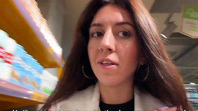 Unfaithful Wife goes to Supermarket with cum on her Face from Lover - Cumwalk