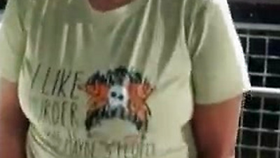 Ebony milf FreckleFace420 flashing pussy in public