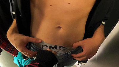 RISKY fuck in the dressing room CUMSHOT in mouth