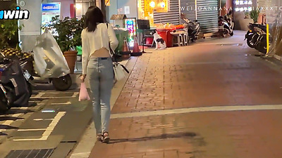 Use vibrator to play with a babe in night market , and have a wonderful sex