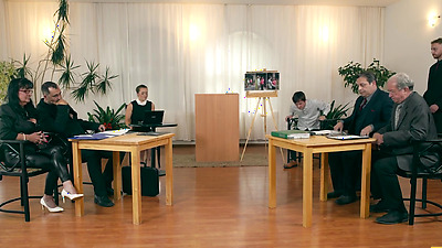 MATURE4K. Mature brunette sucked young shaft and her husband secretly saw it