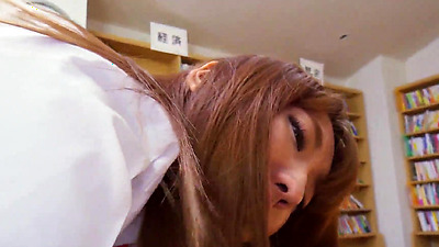 Japanese teen Misaki Asukao shows her sexy body to a boy in library uncensored.