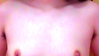 Armpit hairy Japanese amateur massages her boobs with oil. [homemade]