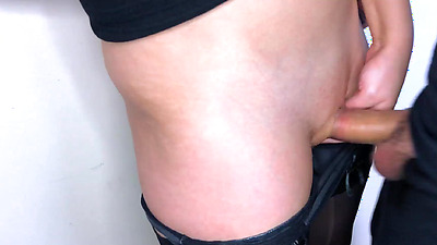 Guy jerks off pussy with big cock and cums on panties