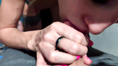 homemade blowjob with saliva and cum in student's mouth