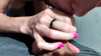 homemade blowjob with saliva and cum in student's mouth