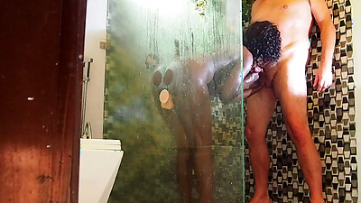 Hot Ebony Milf tries her new toy in shower and gets caught