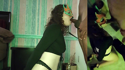 Sloppy BBC Deepthroat Facefuck with Hands Restrained- He Cums on my Tits!