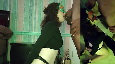 Sloppy BBC Deepthroat Facefuck with Hands Restrained- He Cums on my Tits!