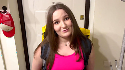 Fucked a big arse and cum on tits of late babe courier