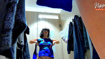 Trying on clothes and masturbating in  a public fitting room. Ep 12701