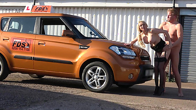 Fake Driving School Husband and Wife revive their sexual feelings by fucking in a car