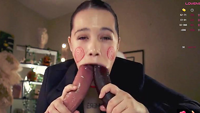 Chubby chick on webcam swallowing a dildo 14 (Chery lady22)