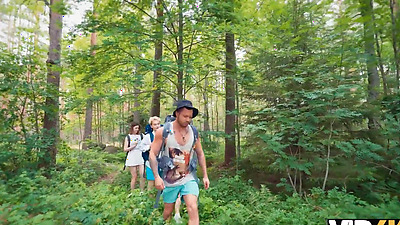 VIP4K. Horny  couples lick asses in the woods and fuck with each other