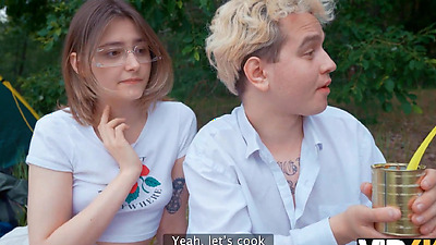 VIP4K. Horny  couples lick asses in the woods and fuck with each other