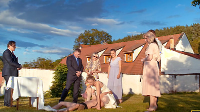 BRIDE4K. Shy bride with natural tits is fucked roughly in front of everyone in public