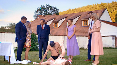 BRIDE4K. Shy bride with natural tits is fucked roughly in front of everyone in public