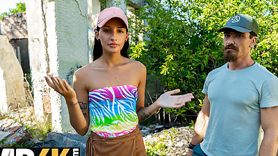 HUNT4K. Hot Russian brunette unleashed herself and fucked in public ruins in front of her BF