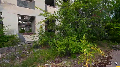 HUNT4K. Hot Russian brunette unleashed herself and fucked in public ruins in front of her BF