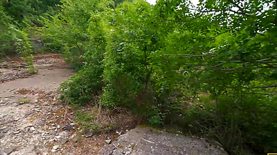 HUNT4K. Hot Russian brunette unleashed herself and fucked in public ruins in front of her BF