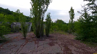 HUNT4K. Hot Russian brunette unleashed herself and fucked in public ruins in front of her BF