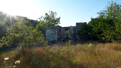 HUNT4K. Hot Russian brunette unleashed herself and fucked in public ruins in front of her BF