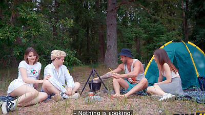 RIM4K. Swap wives, mutual rimming and anal fuck in the forest