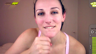 Your personal trainer puts you to the test. Will you endure her licking, sucking, and stroking?