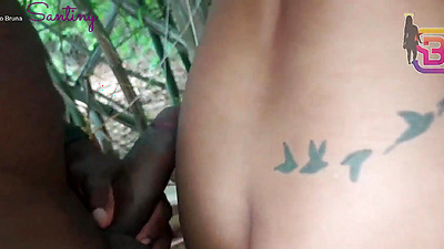 Married bitch has sex with a personal trainer with a giant dick in the middle of the forest