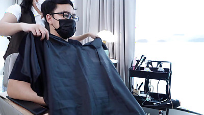 Big Arse Barber Babe Horny with her customer