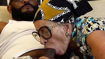 77 Years old tattooed granny bbc butt fucked