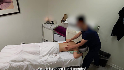 A gorgeous Japanese waitress who was like "no, no, no, I have a boyfriend" when her massage therapist was about to fuck her pussy, but she finished her massage with a big smile on her face