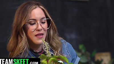 Goth Babe Wednesday Adams and Her Ebony Friend Get Fucked by a Classmate - TeamSkeet