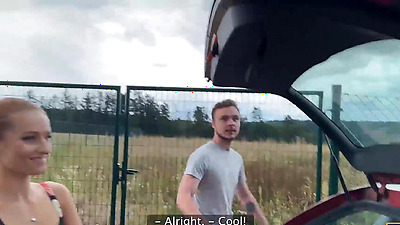 HUNT4K. Sexy chick was carrying some plums to her grandma and showed pussy to a stranger. Hot sex with Lucianna Lucci & Steve Q