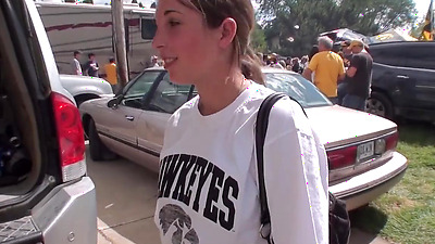 Wild Iowa Home Video Tailgate Partying With One Chick Drinking Too Much
