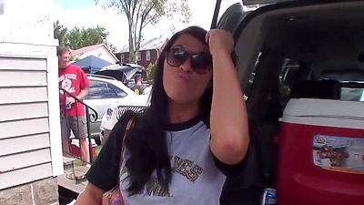 Wild Iowa Home Video Tailgate Partying With One Chick Drinking Too Much