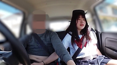 Female announcer aspirant Kasumi-chan①Licking blowjob and nipple licking handjob in the car.