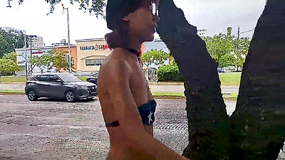 Hairy Pits & Small TIts  Bouncing Out in Public