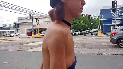 Hairy Pits & Small TIts  Bouncing Out in Public