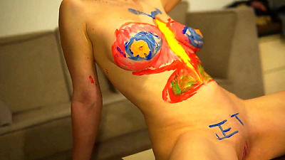 Bodypainting with beautiful Bella Angel
