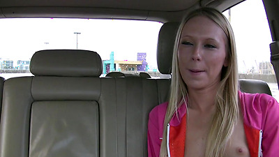 Blonde Fingers Self In Car