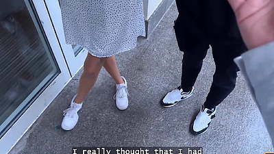 HUNT4K. Blonde girl Naomi Love is showing off her natural boobs and cheating on her BF in front of him