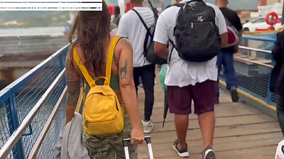 Cycling without underwear all over the city - On vacation with Damiana