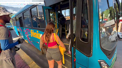 Cycling without underwear all over the city - On vacation with Damiana