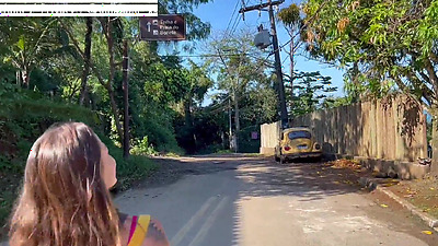Cycling without underwear all over the city - On vacation with Damiana