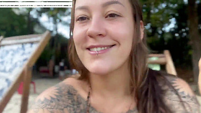 Cycling without underwear all over the city - On vacation with Damiana