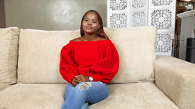 Sexy Ebony Teen Spread Open on Mature Agents Big Shaft at Couch Casting